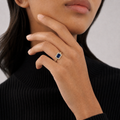 Emerald Cut Halo with Sapphire Stone