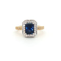 Emerald Cut Halo with Sapphire Stone