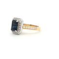 Emerald Cut Halo with Sapphire Stone