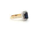 Emerald Cut Halo with Sapphire Stone