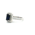 Emerald Cut Halo with Sapphire Stone