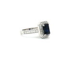 Emerald Cut Halo with Sapphire Stone