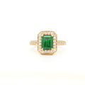 Emerald Cut Halo with Emerald Stone in Yellow