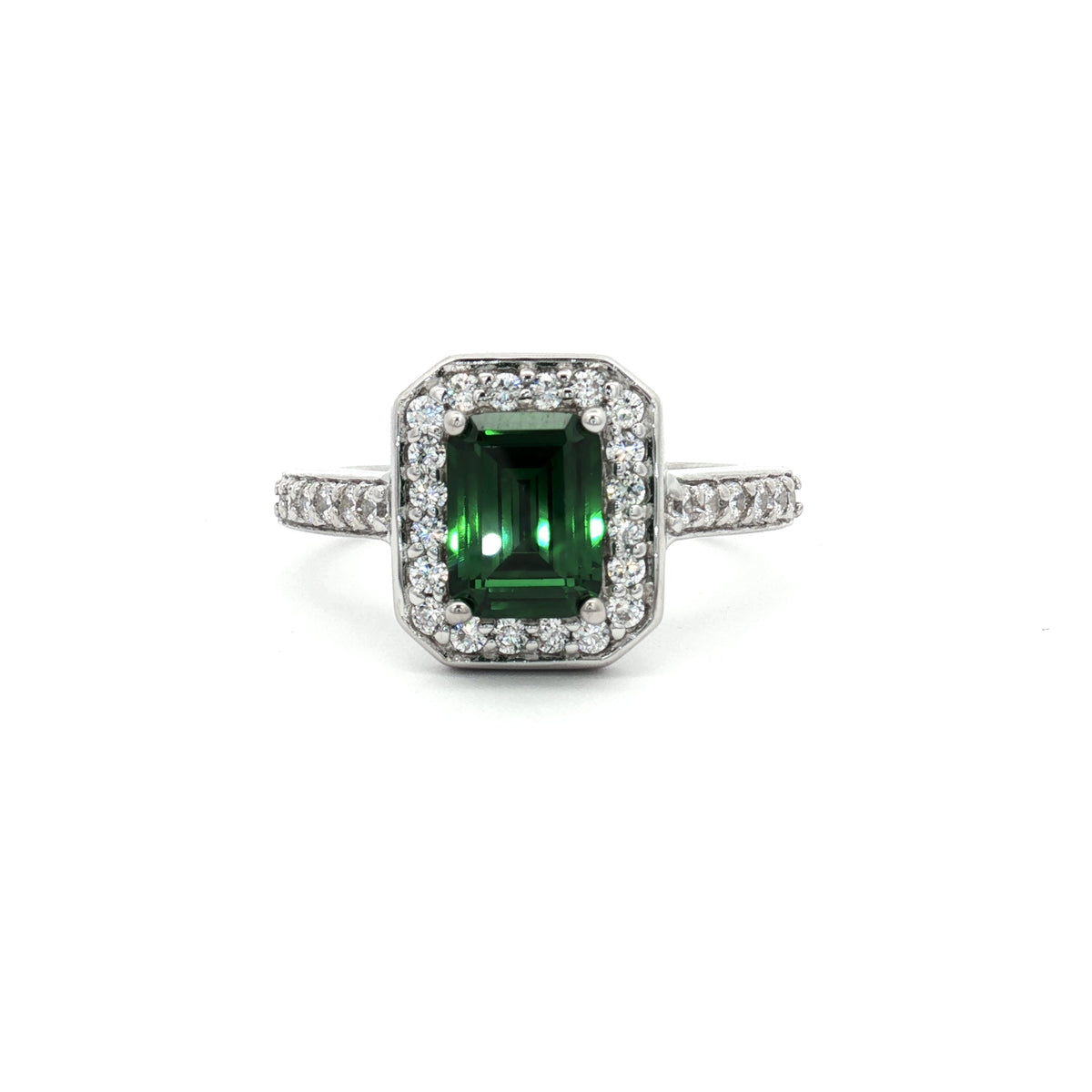 Emerald Cut Halo with Emerald Stone
