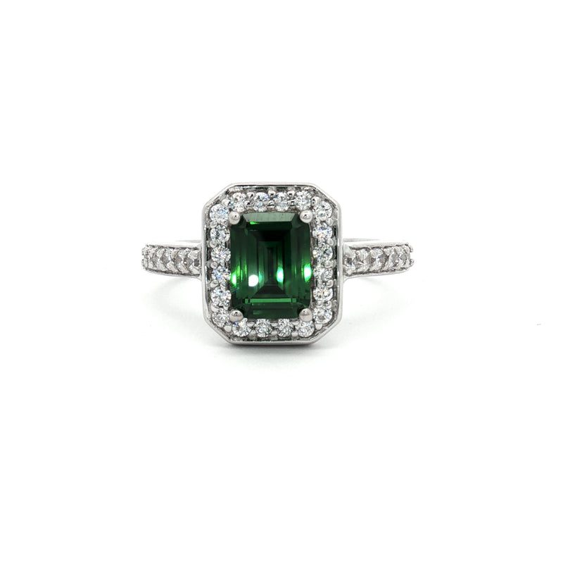 Emerald Cut Halo with Emerald Stone