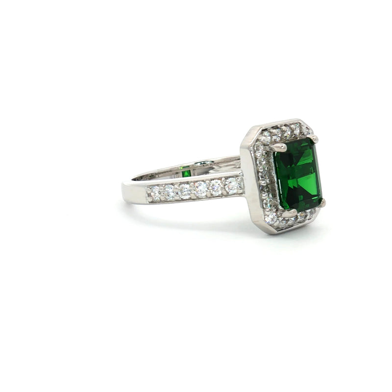 Emerald Cut Halo with Emerald Stone