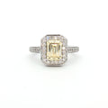 Emerald Cut Halo with Yellow Stone