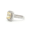Emerald Cut Halo with Yellow Stone