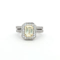 Emerald Cut Yellow colour Halo with  Matching Band