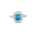 Emerald Cut Halo with Topaz stone