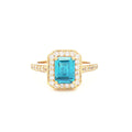 Emerald Cut Halo with Topaz stone in Yellow