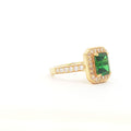 Emerald Cut Halo with Emerald Stone in Yellow