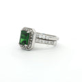 Emerald Cut Emerald colour Halo with  Matching Band