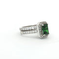 Emerald Cut Emerald colour Halo with  Matching Band