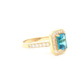 Emerald Cut Halo with Topaz stone in Yellow