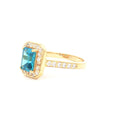 Emerald Cut Halo with Topaz stone in Yellow