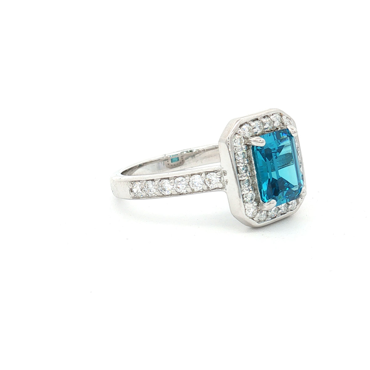 Emerald Cut Halo with Topaz stone