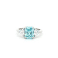 Radiant and Trillion Cut Ring with Aqua Marine Stone
