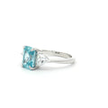 Radiant and Trillion Cut Ring with Aqua Marine Stone