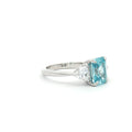 Radiant and Trillion Cut Ring with Aqua Marine Stone