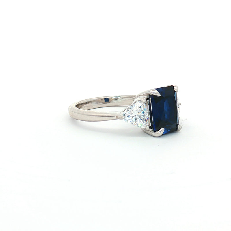 Radiant and Trillion Cut Ring with Sapphire Stone