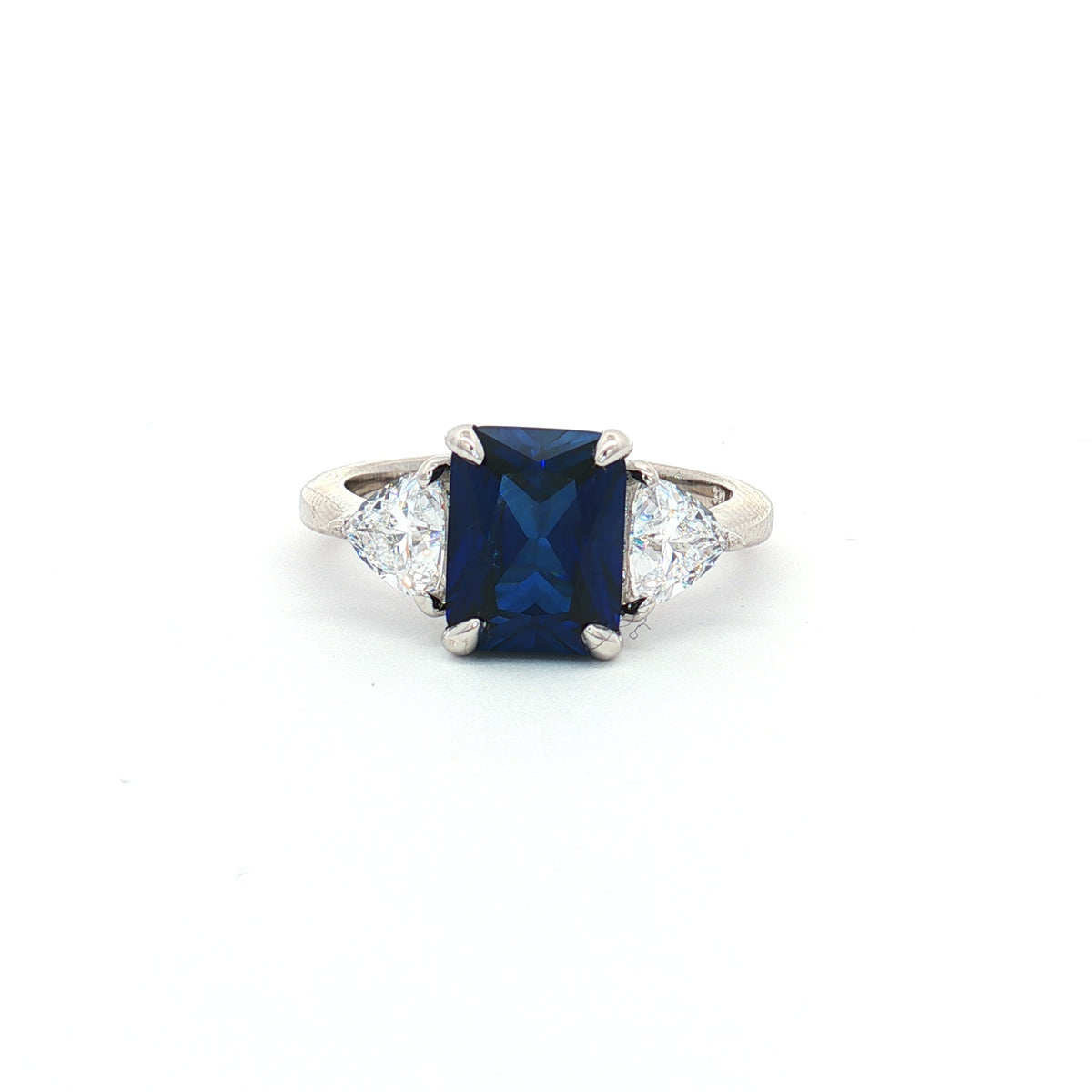 Radiant and Trillion Cut Ring with Sapphire Stone