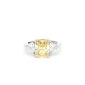 Radiant and Trillion Cut Ring with Yellow Stone