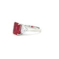 Radiant and Trillion Cut Ring with Ruby Stone