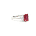 Radiant and Trillion Cut Ring with Ruby Stone