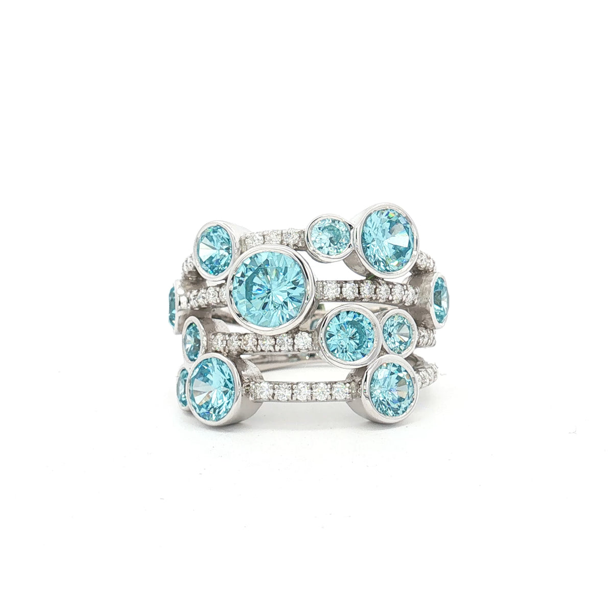 The Waterfall Ring with Aqua Marine Stones