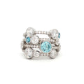 The Waterfall Ring with Aqua Marine & Blue Topaz Stones