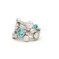The Waterfall Ring with Aqua Marine & Blue Topaz Stones