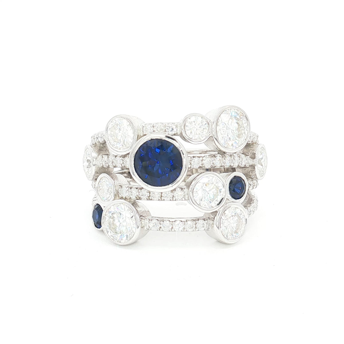 The Waterfall Ring with sapphire stones