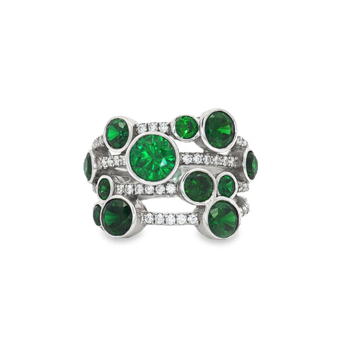The Waterfall Ring with Emerald Stones