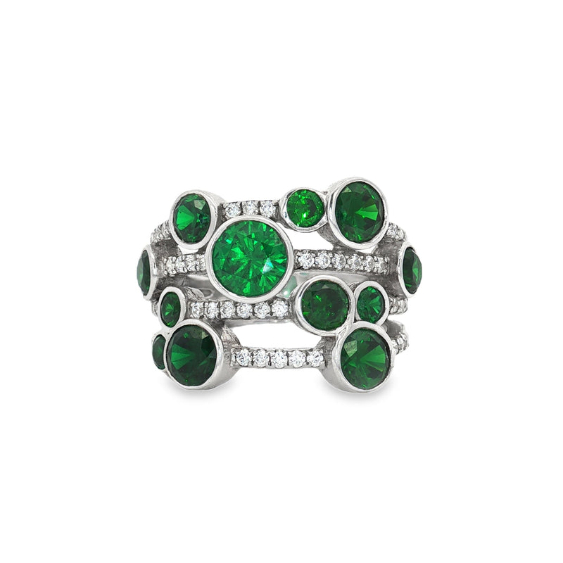 The Waterfall Ring with Emerald Stones