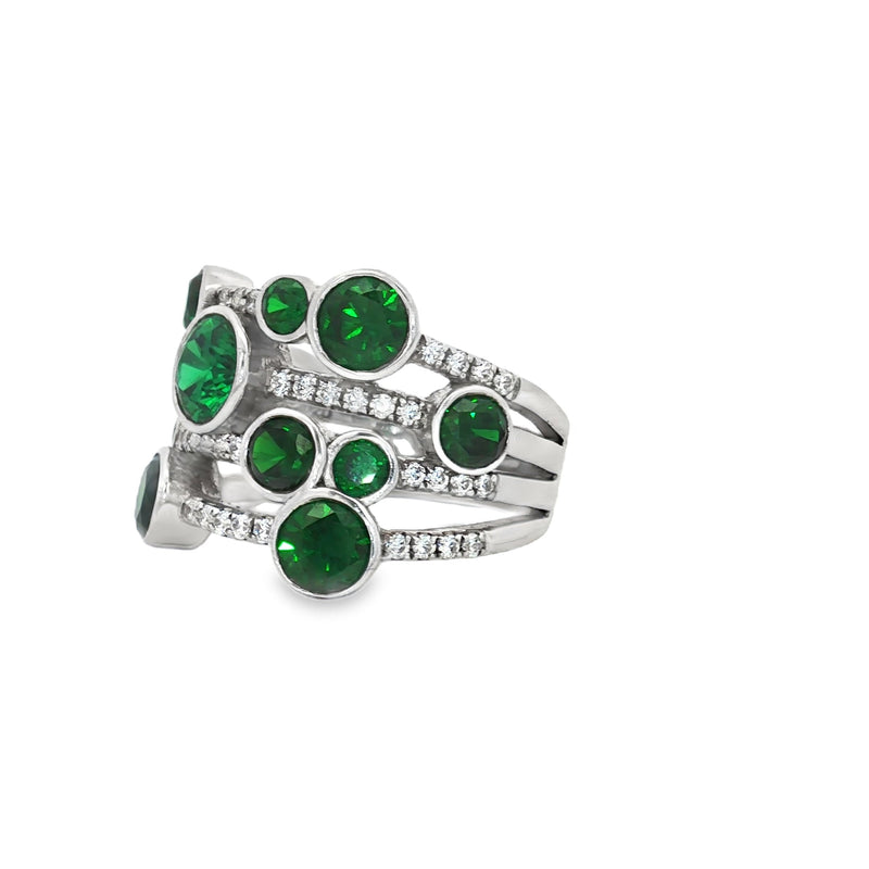 The Waterfall Ring with Emerald Stones
