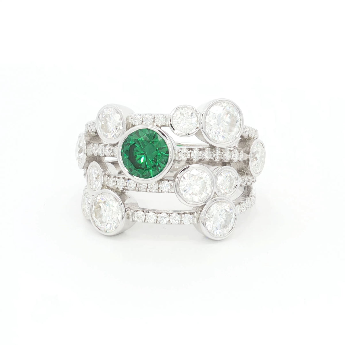 The Waterfall Ring with ONE Emerald  stone