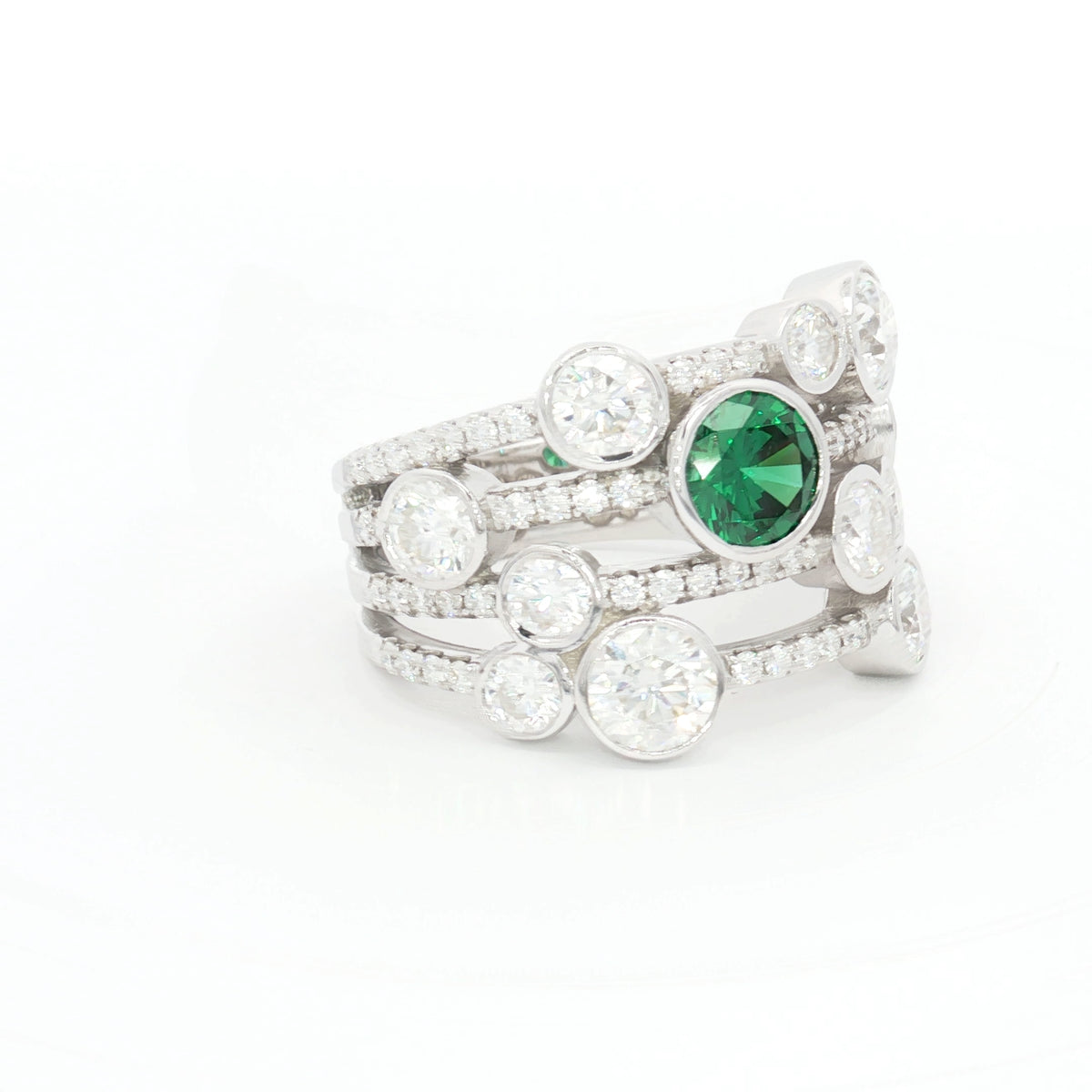 The Waterfall Ring with ONE Emerald  stone