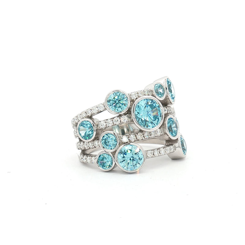 The Waterfall Ring with Aqua Marine Stones