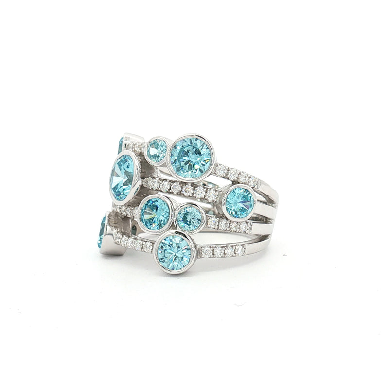 The Waterfall Ring with Aqua Marine Stones