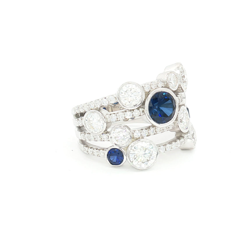 The Waterfall Ring with sapphire stones