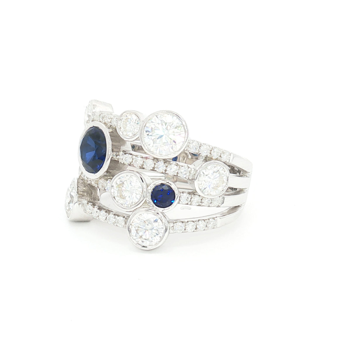 The Waterfall Ring with sapphire stones