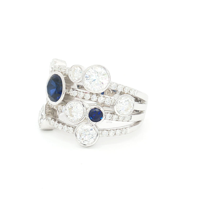 The Waterfall Ring with sapphire stones