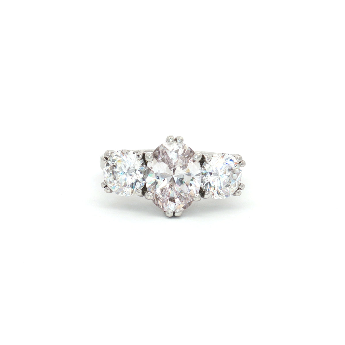 Oval Cut Ring with Two Brilliant Side Stones