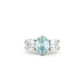 Oval Cut Ring with Two Brilliant Side Stones with Aqua Marine Centre Stone