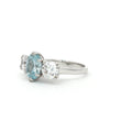 Oval Cut Ring with Two Brilliant Side Stones with Aqua Marine Centre Stone