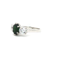 Oval Cut Ring with Two Brilliant Side Stones with Emerald Centre Stone