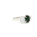Oval Cut Ring with Two Brilliant Side Stones with Emerald Centre Stone