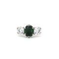 Oval Cut Ring with Two Brilliant Side Stones with Emerald Centre Stone