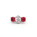 Oval Cut Ring with Two Ruby Brilliant Side Stone